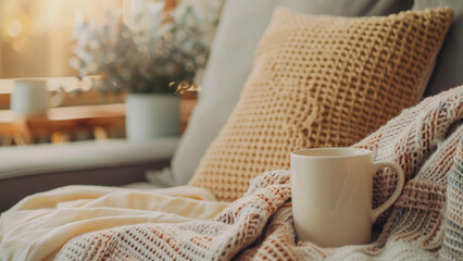 Cozy Corners: Pastel Throw Pillow and Soft Blanket Close-Up