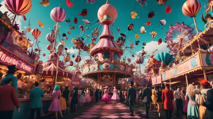 Fototapeta premium carousel carnival in dreamy fantasy
