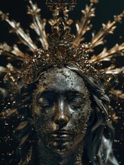 Obraz premium A statue of a woman wearing a crown, perfect for royal or elegant-themed contexts