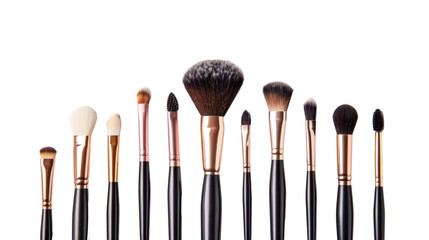 Set of makeup brushes on transparent background