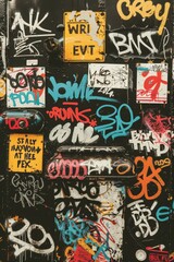 Colorful graffiti on a black wall