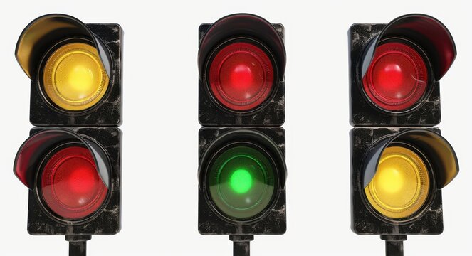 Traffic Lights. Three-Dimensional Icon Symbolizing Red, Green, and Yellow Stoplight
