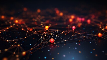 Abstract connected dots forming a complex network on a dark backdrop