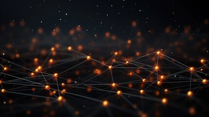 Abstract connected dots forming a complex network on a dark backdrop