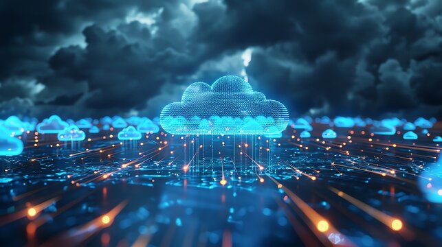 Abstract digital cloud computing concept.