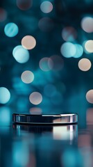 empty table with close up product display podium