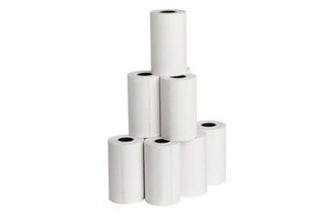 Paper tapes for cash registers. Blank tape for checks on a blank empty background.