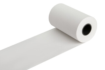 Paper tapes for cash registers. Blank tape for checks on a blank empty background.