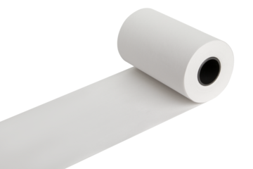 Paper tapes for cash registers. Blank tape for checks on a blank empty background.