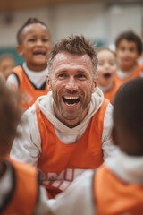 Fototapeta premium Adaptive sports coach encourages young athletes