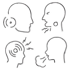 pain icon set, brush strokes on a white background. Vector illustration.