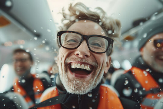 Happy passenger on a flight
