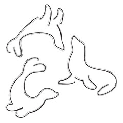 seal icon set, brush strokes on white background. Vector illustration.