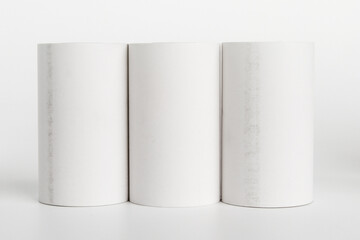 Blank receipt tape on light background. Cash Register Paper Tapes