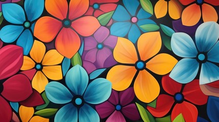 Abstract geometric flowers with vivid colors