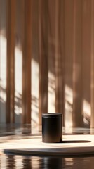 interior with light close up product display podium