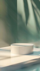 interior with light close up product display podium