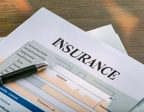 Insurance policy documents, highlighting coverage details, protection plans, and financial security.