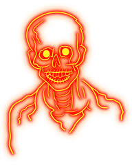 Glowing yellow neon Halloween zombie  icon 
