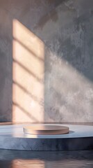 interior with light close up product display podium