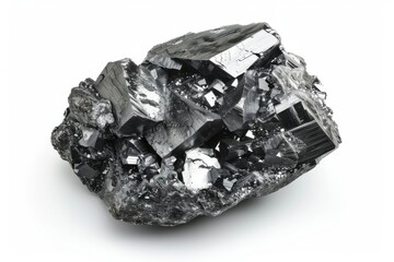 Vanadium Crystal Element. 99.9% Purity of Raw Vanadium Material for Chemistry, Isolated on White Background