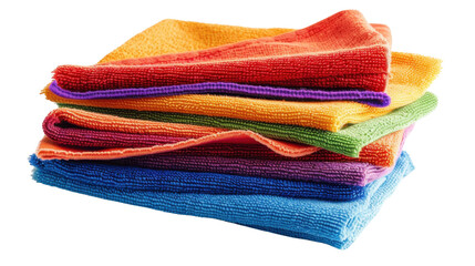 Set microfiber cloths on transparent background