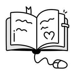 A sketchy style icon of romantic book 

