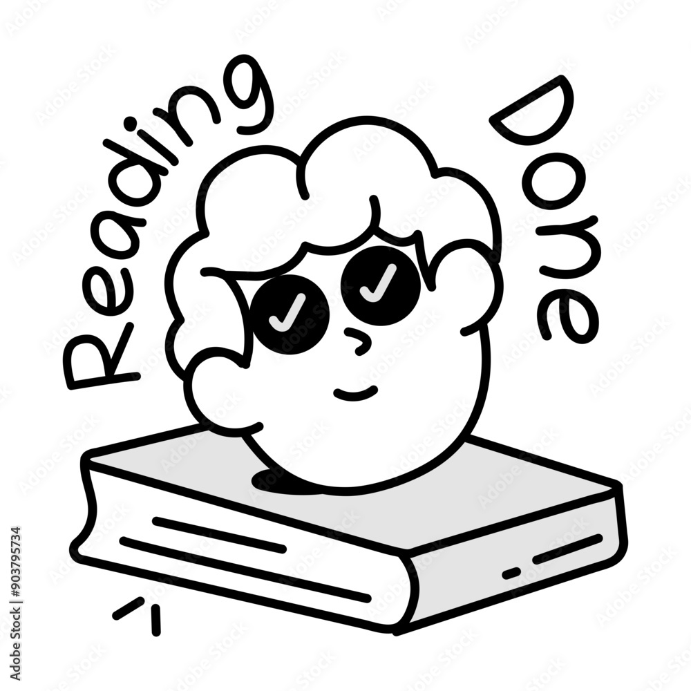 Sticker A hand drawn style icon of reading done 

