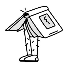 A student book doodle style icon 

