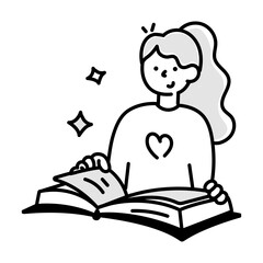 A hand drawn fantasy reading icon 

