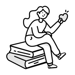A book lover doodle style icon 

