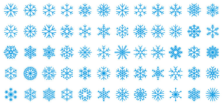 Snowflake set, snow flake vector icon collection