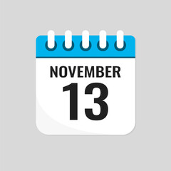 Icon page calendar day - 13 November