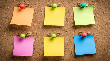 Colorful stick notes on a corkboard 