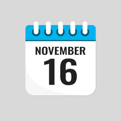 Icon page calendar day - 16 November