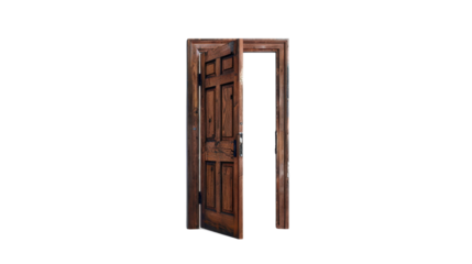 Brown door on transparent background