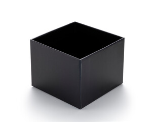 Empty black paper box on white background
