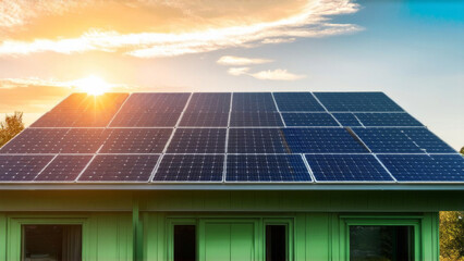 Naklejka premium solar panels on a roof