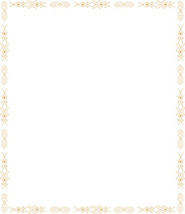 Gold frame set with tribal native indian arrow, ornament. Border thin line divider decoration with feather, simple motif.