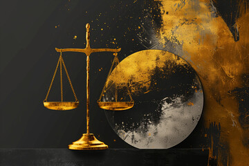 scale of justice in the colors black and gold