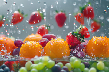 fresh fruits falling down 