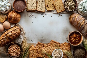 Variety of Fresh Breads and Ingredients for Baking Projects Perfect for Culinary Designs and Holiday Meals
