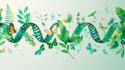 Butterflies and DNA Strand in Nature
