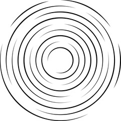 Concentric circles with broken lines isolated on white background. Vortex, sonar wave, soundwave, sunburst, signal signs.
