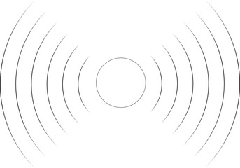 Concentric circles with broken lines isolated on white background. Vortex, sonar wave, soundwave, sunburst, signal signs.
