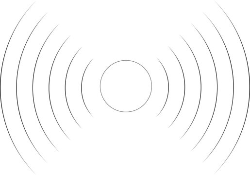 Concentric circles with broken lines isolated on white background. Vortex, sonar wave, soundwave, sunburst, signal signs.