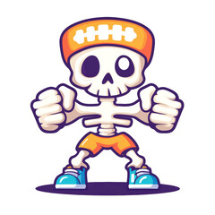 Fototapeta premium Cartoon skeleton in sportswear ready to play.