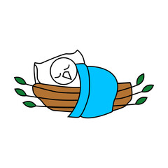 bird image, bird character sleeping, silhouette vector illustration