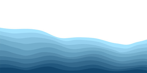 Sea waves. Blue river ocean wave layer vector background illustration