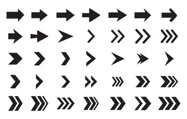 Arrow icon set. Black arrows icons. Different cursor arrow direction symbols in flat style. simple arrows, Cursor. Modern simple arrows. Vector illustration